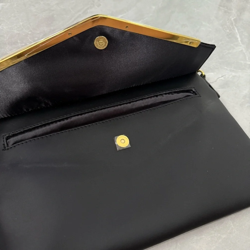 NWOT Joy & Iman Leather Velvet Clutch Crossbody Strap Purse Zipper Closure Bag - Picture 5 of 15